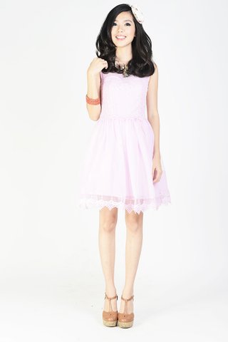 Lee-Lo embroidery and lace dress in Lilac