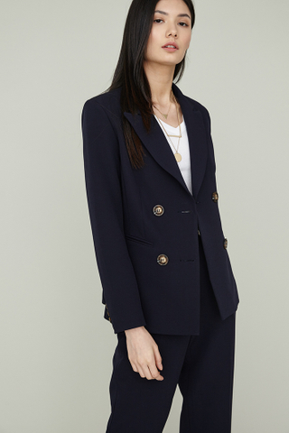YOON Double Breasted Coat in Navy
