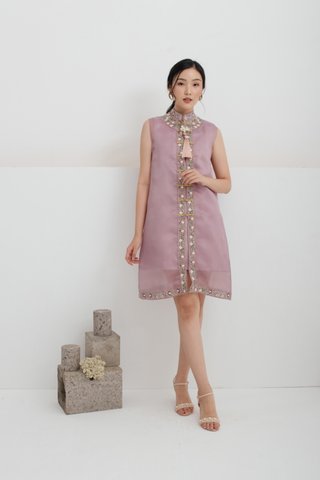 Ping An Embroidered A-line Dress in Lilac